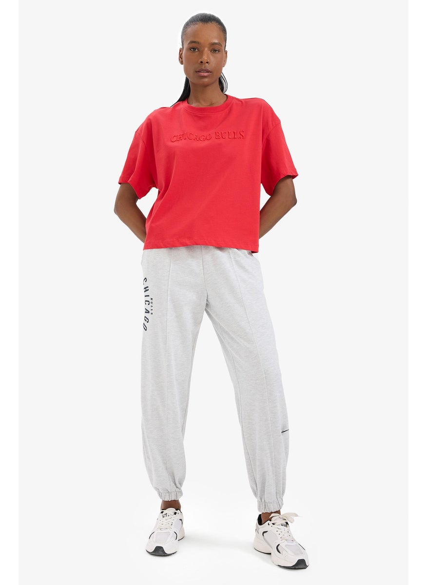 DeFacto Woman jogger Chicago Bulls Licensed Double Pocket Thin Sweatshirt Fabric Trousers  - Image 5