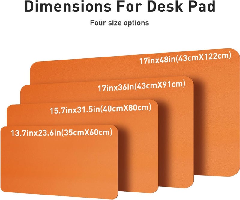 Aothia PU Leather Desk Pad, Non-Slip Mouse Pad/Waterproof Table Pad/Writing Pad for Office and Home (80 x 40 cm, Hermes Orange) - Image 4