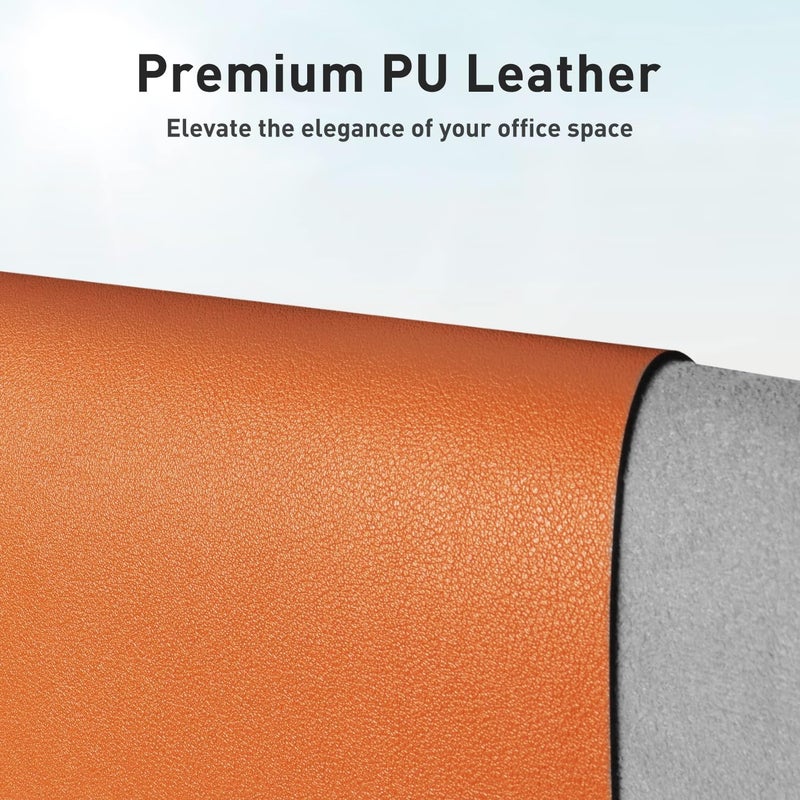 Aothia PU Leather Desk Pad, Non-Slip Mouse Pad/Waterproof Table Pad/Writing Pad for Office and Home (80 x 40 cm, Hermes Orange) - Image 2