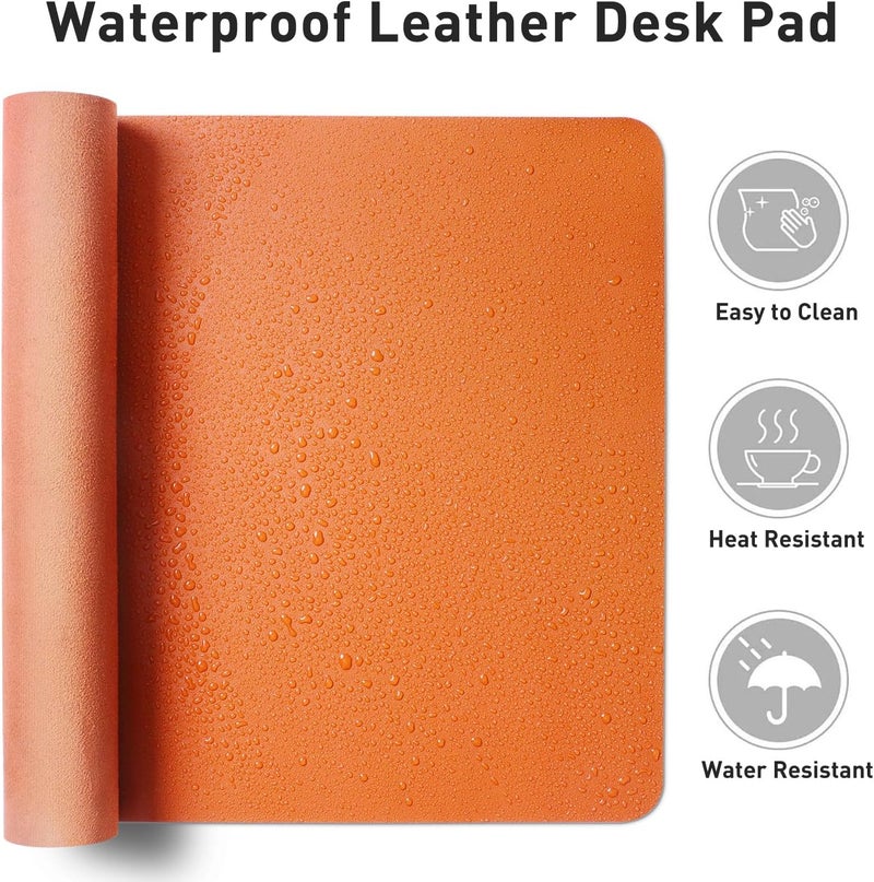 Aothia PU Leather Desk Pad, Non-Slip Mouse Pad/Waterproof Table Pad/Writing Pad for Office and Home (80 x 40 cm, Hermes Orange) - Image 3