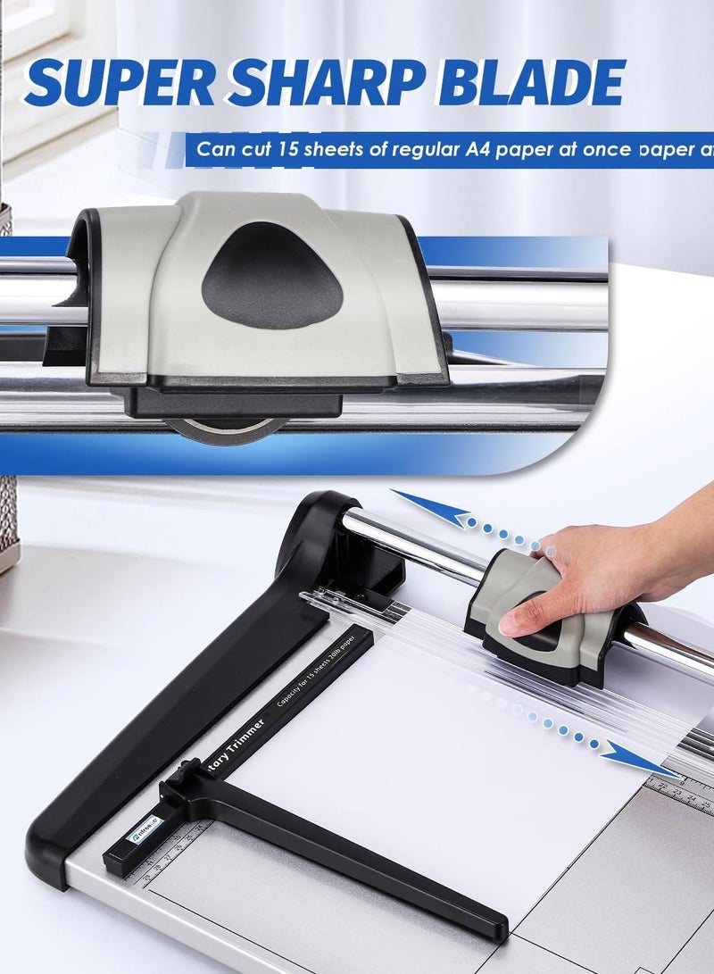 كيدل قاطع ورق دوار، 15 ورقة، قاطع ورق شديد التحمل، طول القطع 360 مم (14.17 بوصة)، قاطع ورق دوار تجاري للاستخدام المنزلي/المكتبي/المدرسة - Image 2