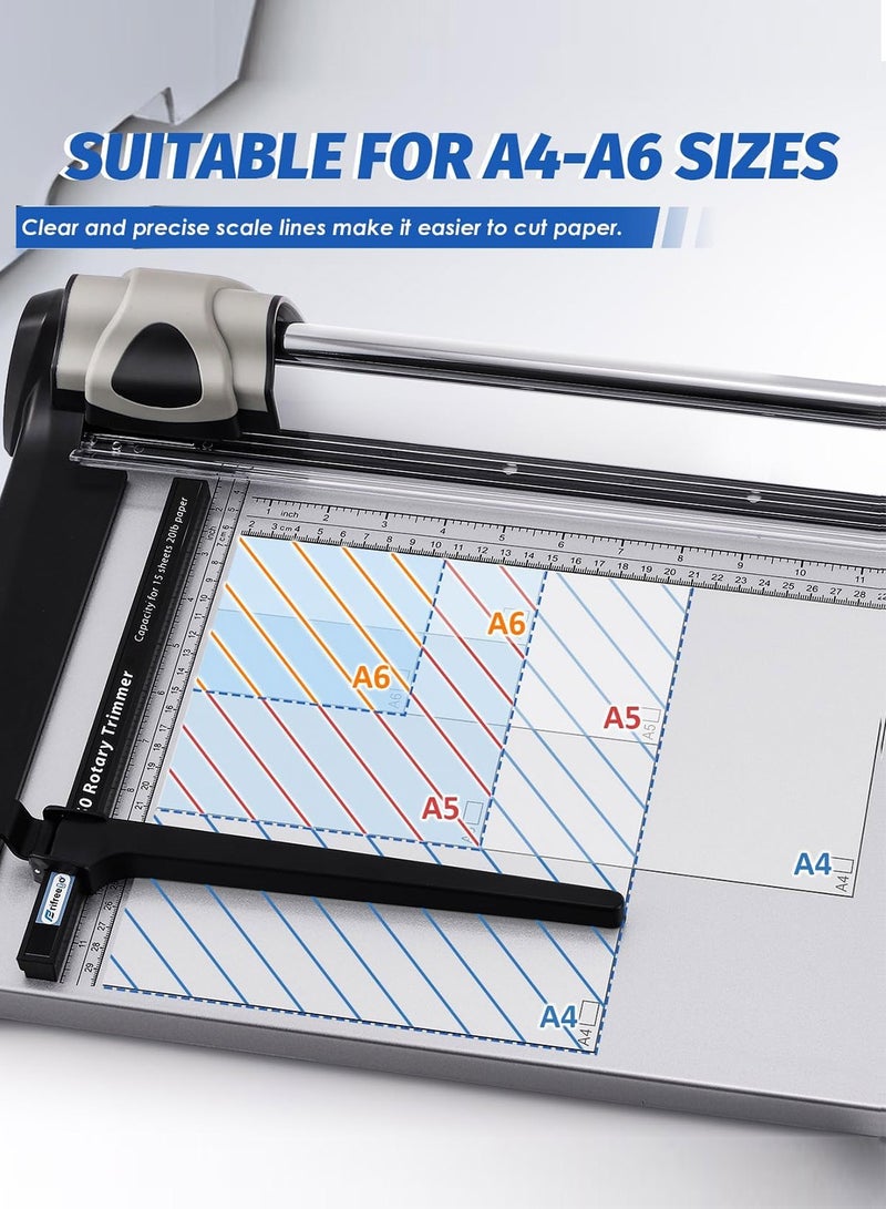 كيدل قاطع ورق دوار، 15 ورقة، قاطع ورق شديد التحمل، طول القطع 360 مم (14.17 بوصة)، قاطع ورق دوار تجاري للاستخدام المنزلي/المكتبي/المدرسة - Image 5