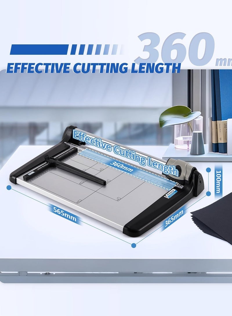 كيدل قاطع ورق دوار، 15 ورقة، قاطع ورق شديد التحمل، طول القطع 360 مم (14.17 بوصة)، قاطع ورق دوار تجاري للاستخدام المنزلي/المكتبي/المدرسة - Image 3