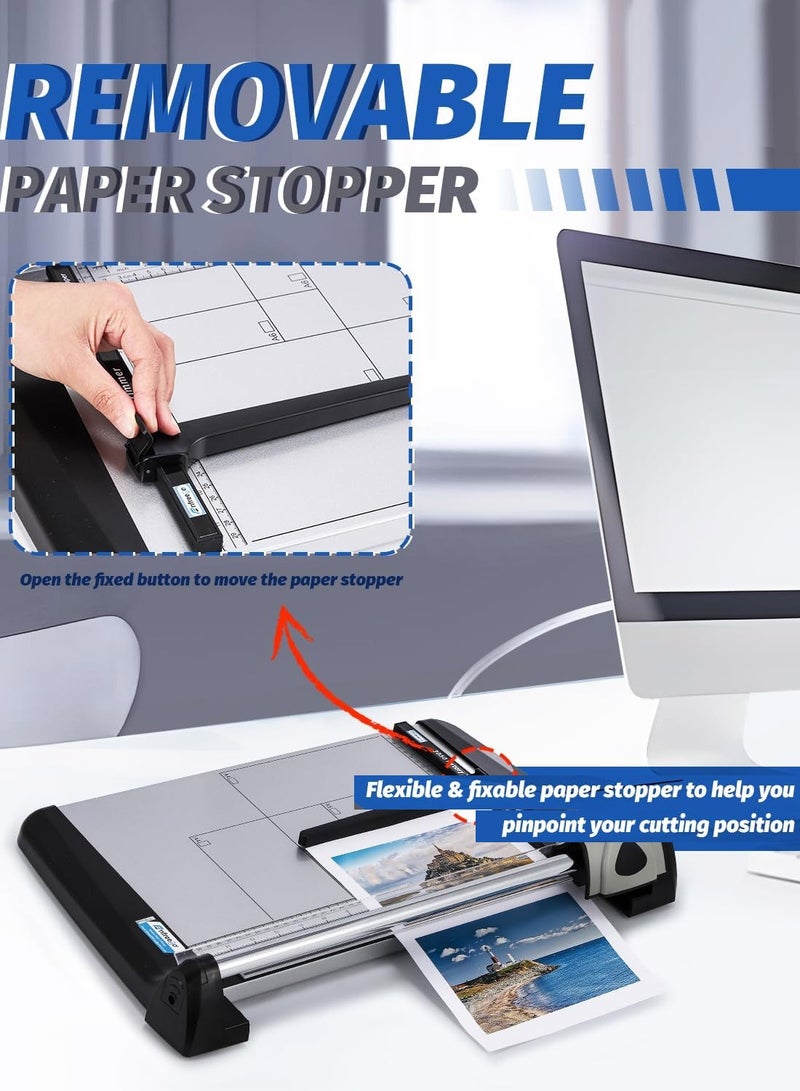 كيدل قاطع ورق دوار، 15 ورقة، قاطع ورق شديد التحمل، طول القطع 360 مم (14.17 بوصة)، قاطع ورق دوار تجاري للاستخدام المنزلي/المكتبي/المدرسة - Image 4