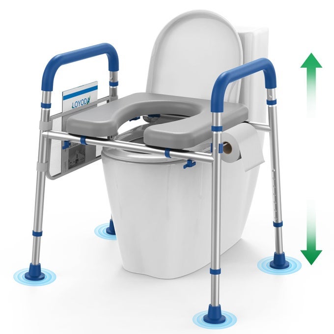 TOILET SEAT RISERS FOR SENIORS PADDED RAISED TOILET SEAT WITH HANDLES ADJUSTABLE HEIGHT TOILET RISER HANDICAP ELEVATED SEAT 400LB FIT ANY TOILET