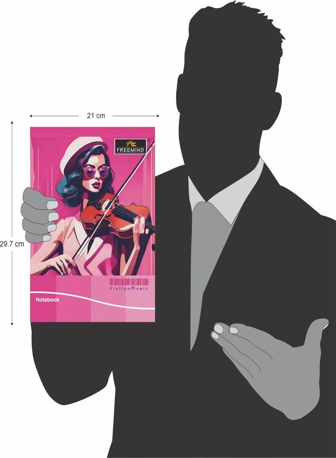 Freemind Notebook, A4 Size, Unruled, 232 Pages, Pack of 6, Pink Music Theme - Image 3