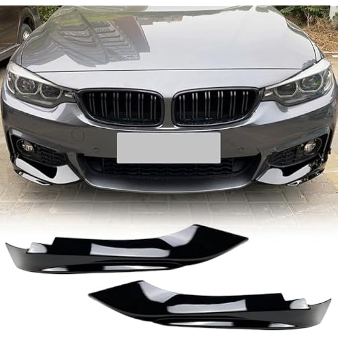 FINMOKAL Front Bumper Side Spoiler Protection Corner Cover Compatible with BMW 4 Series F32 F33 F36 M-Tech 2014-2020, Black - Image 1