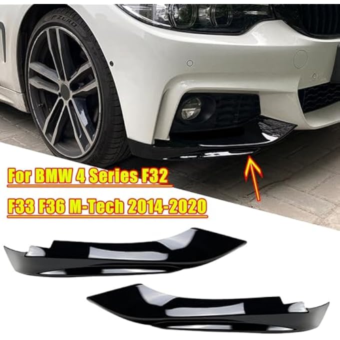 FINMOKAL Front Bumper Side Spoiler Protection Corner Cover Compatible with BMW 4 Series F32 F33 F36 M-Tech 2014-2020, Black - Image 2
