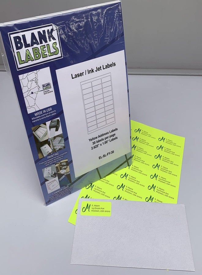 Blank Labels Fluorescent Yellow FBA & Mailing Labels – 2.625" x 1", 30 Per Sheet, Bright High-Visibility, Permanent Adhesive, Laser & Inkjet Compatible - Image 2