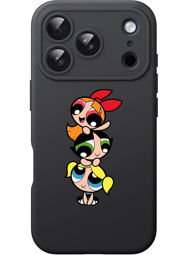 Theodor Protective Slim Fit Case Liquid Silicone Cover with Full Body Protection Anti-Scratch Shockproof Case For Apple iPhone 17 Pro (Black) Powerpuff - Image 1