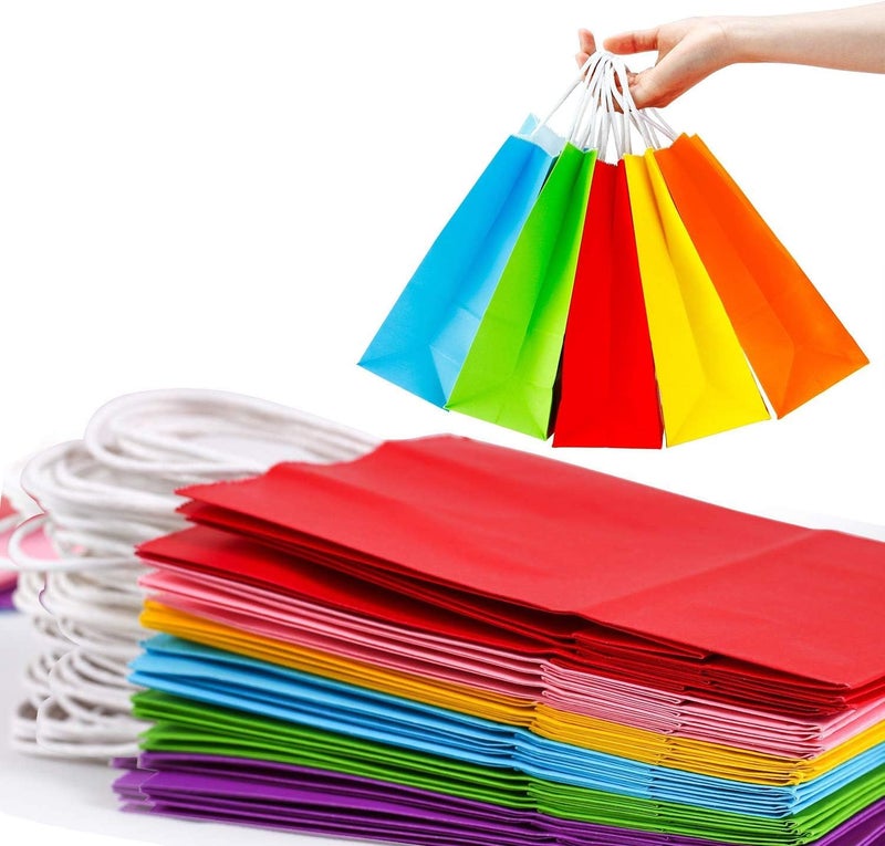 RanGit Bhumi® Gift Bags- 6x4x8 in 20pcs Rainbow Colored Small Party Favor Goodie Bag, Craft Paper Return Gifts Bag I Disposable Eco friendly Paper Bags for Birthday, Wedding, Festivals, Treats (X-Small-Fullcolor, Pack of 20) - Image 3