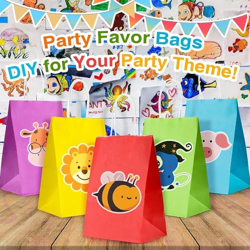 RanGit Bhumi® Gift Bags- 6x4x8 in 20pcs Rainbow Colored Small Party Favor Goodie Bag, Craft Paper Return Gifts Bag I Disposable Eco friendly Paper Bags for Birthday, Wedding, Festivals, Treats (X-Small-Fullcolor, Pack of 20) - Image 5
