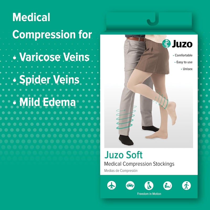 Juzo Soft 2002 Thigh-High Compression Stocking - 30-40mmHg Open Toe - Beige - Image 4
