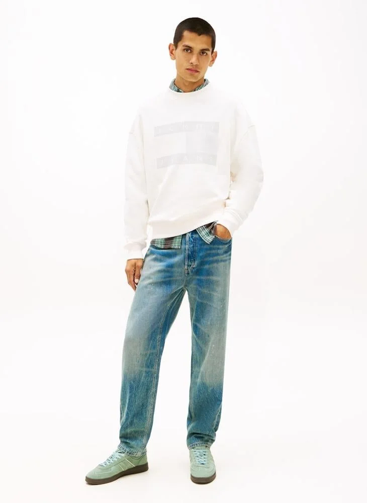 TOMMY JEANS  90S Distressed Flag Crew Neck Sweatshirt for Men | Best Price UAE