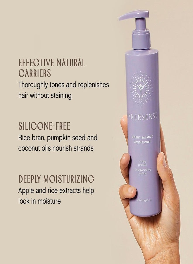 INNERSENSE Organic Beauty - Bright Balance Purple Toning Conditioner | Coconut + Pumpkin Seed Oil to Nourish + Moisturize Light + Gray Hair | Non-Toxic, Cruelty-Free | Paraben Free (32 fl oz | 946 ml) - Image 4