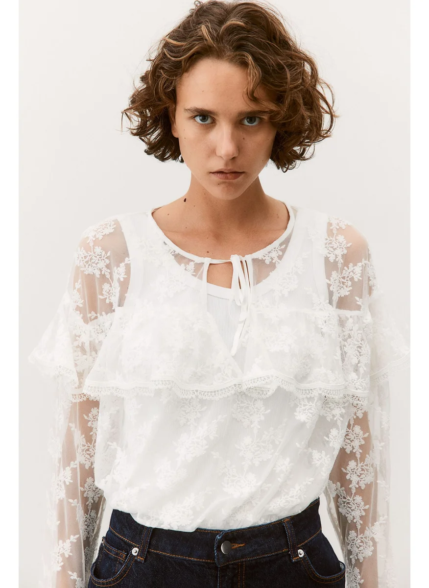 H&M Flounced Lace Blouse