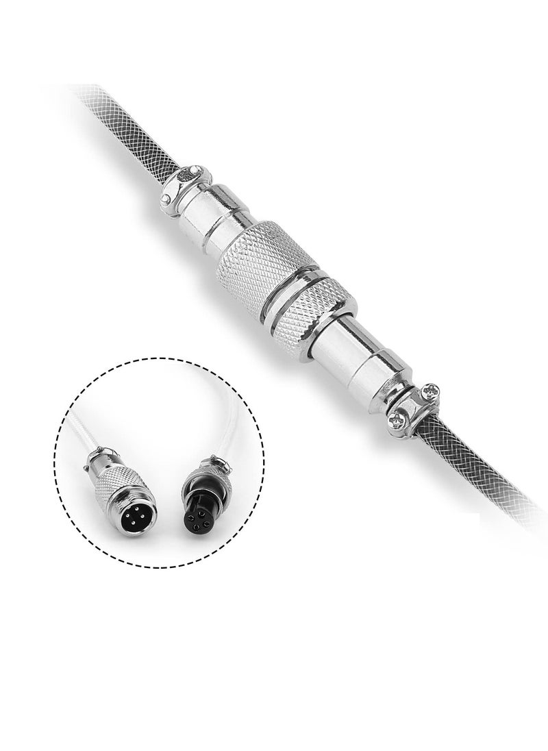 REDRAGON - A115W Coiled USB-C Keyboard Cable, Custom Type-C Mechanical Gaming Keyboard Cable, Detachable Aviator Connector Double-Sleeved Cable - 5.28ft, White - Image 1