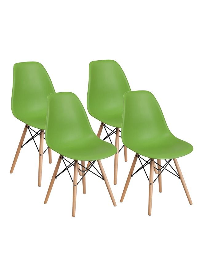 Taimi 4-Piece Office, Dining, Kitchen and Living Room Plastic Chair with Wooden Legs Green 70x40x40cm  - Image 1