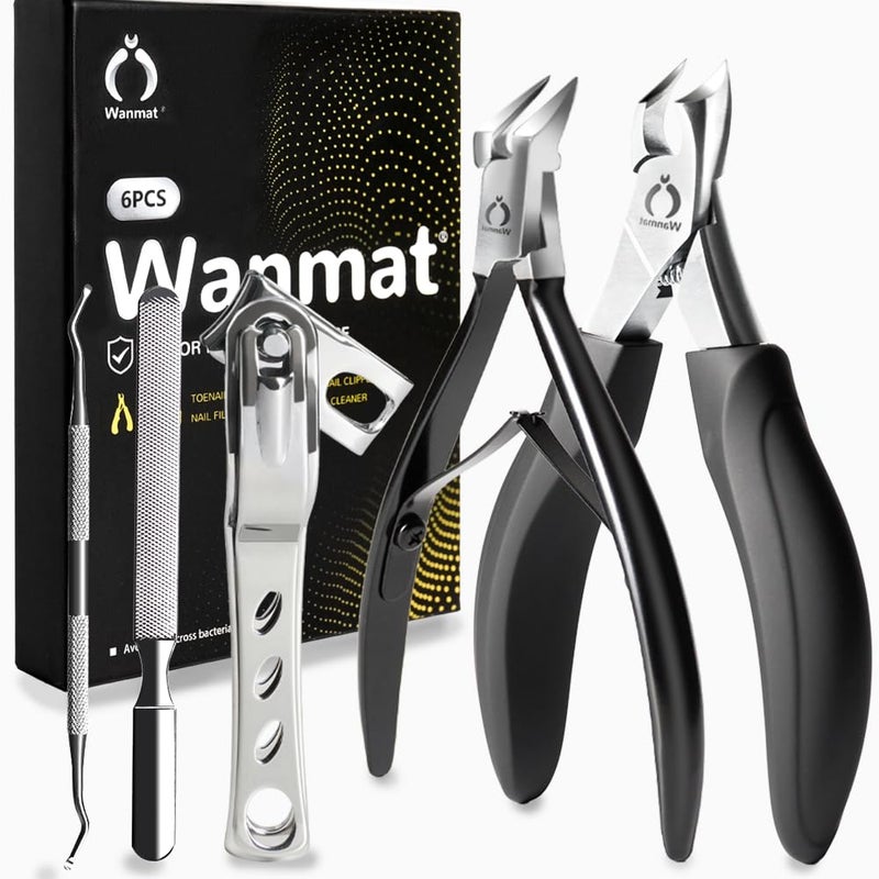 Wanmat 5 in 1 Professional Toenail Clippers for Thinck & Ingrown Nails, Upgraded Podiatrist Toe Nail Clippers for Men, Sharp Blade Nail Cutter Set, Wanmat - Image 1