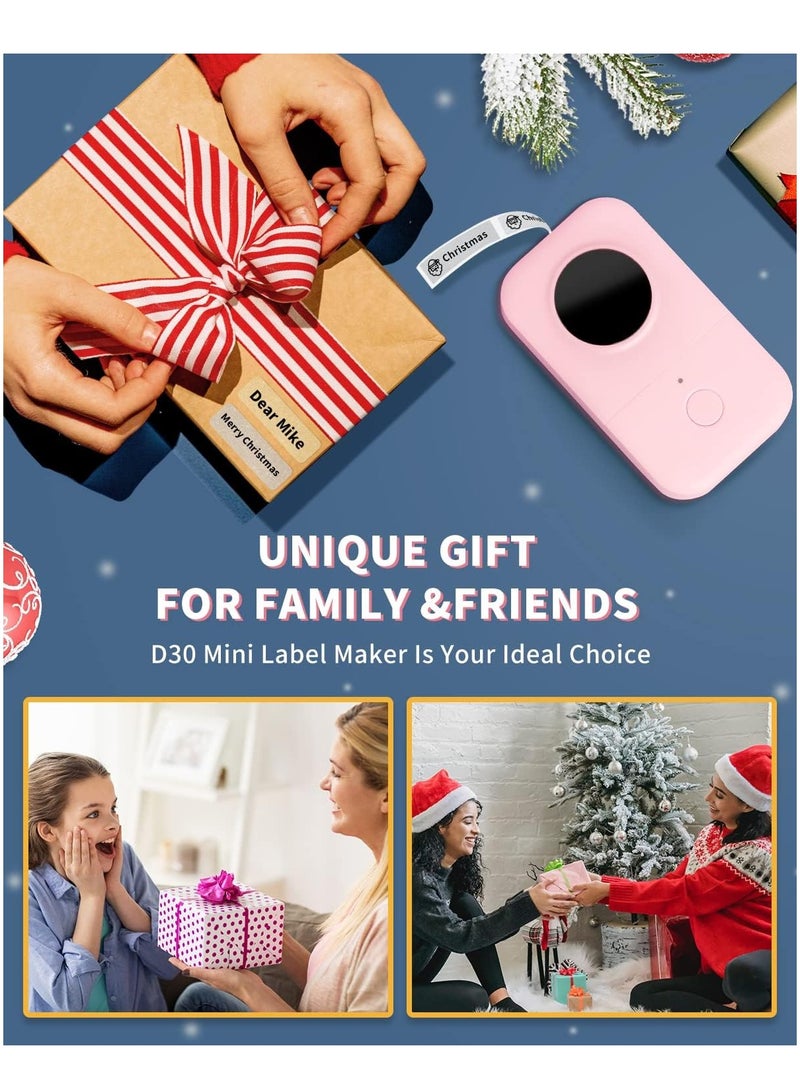 فوميمو طابعة ملصقات D30 - صانع ملصقات حراري صغير محمول يعمل بالبلوتوث سهل الاستخدام للتنظيم والمنزل والمكتب يتضمن لفة واحدة من الورق الحراري D30، اللون بينك - Image 2