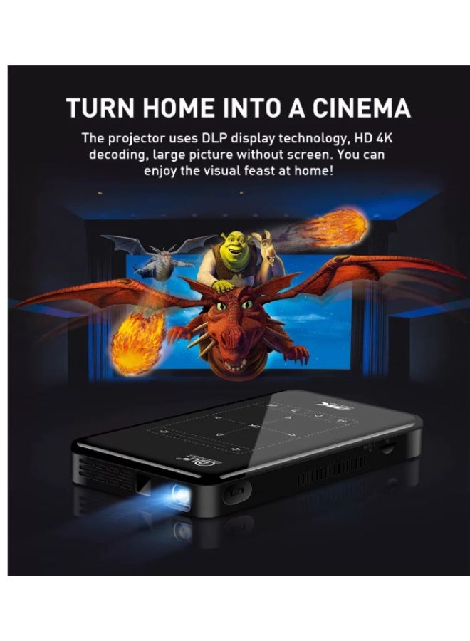 p09-11 Portable DLP Android Smart Mini LED Projector, 4K Decoding Home Theatre 4GB ram - 32 GB Rom - Black - Image 3