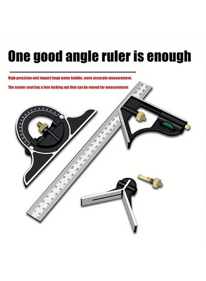 Type T Ruler Set Stainless Steel 300mm Multi Purpose T Square Protractor Leveling - Image 4