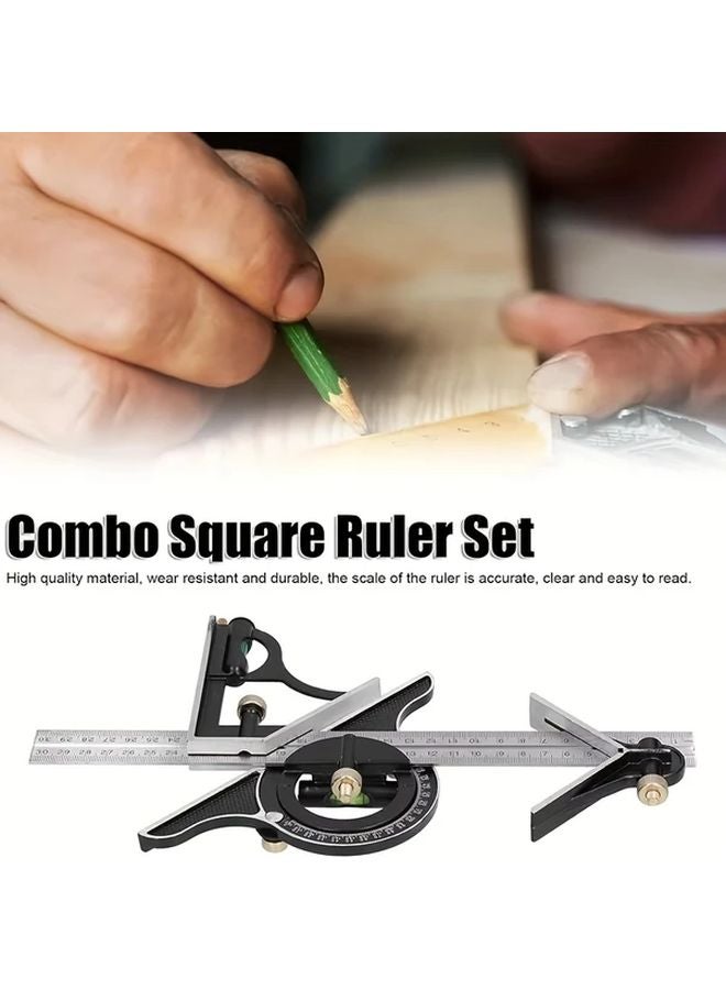 Type T Ruler Set Stainless Steel 300mm Multi Purpose T Square Protractor Leveling - Image 3