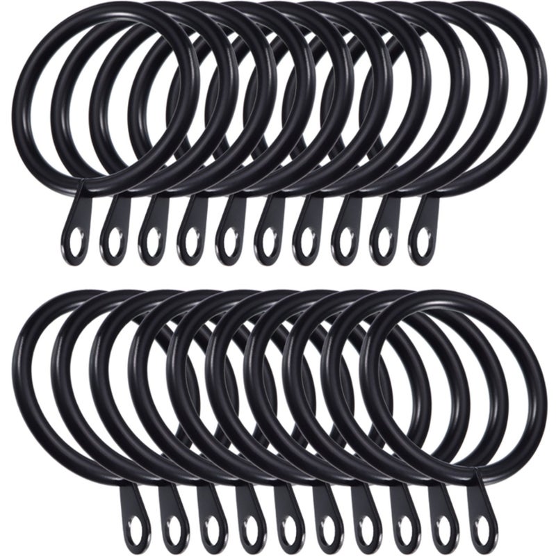 Shappy 20 Pack Metal Black Curtain Rings 12 inch Metal Hanging Rings for Curtains and Rods Drape Sliding Eyelet Rings Internal Diameter