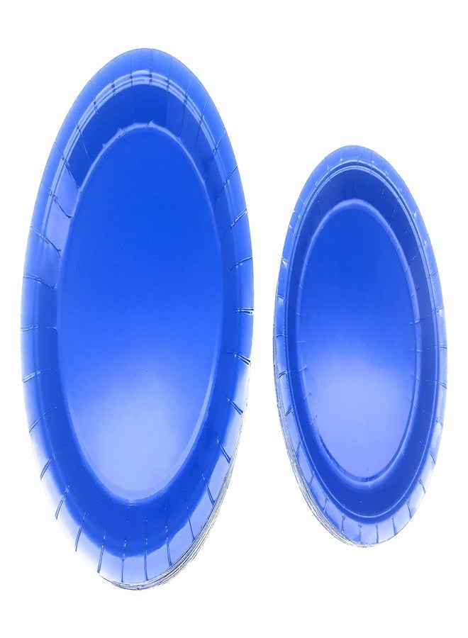 Oojami مجموعة أدوات المائدة القابلة للتصرف من أوجامي باللون الأزرق 200 قطعة - تكفي لـ 50 ضيفًا - أطباق 9 بوصات و 7 بوصات، أكواب، مناديل - مثالية للحفلات، أعياد الميلاد، الفعالياتcorporate والاحتفالات - Image 4