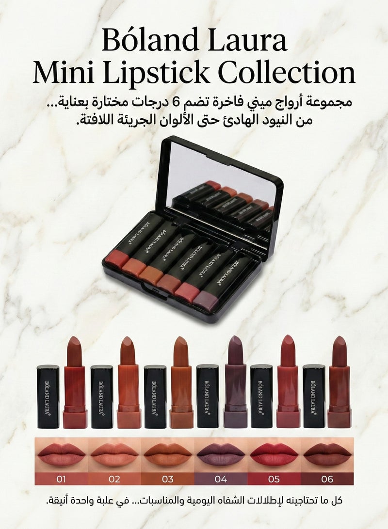 بولاند لورا مجموعة أحمر شفاه بولاند لورا بلون مكثف غير لامع يدوم حتى 24 ساعة مناسب للسفرمن 6 قطع متعدد الألوان None - Image 2