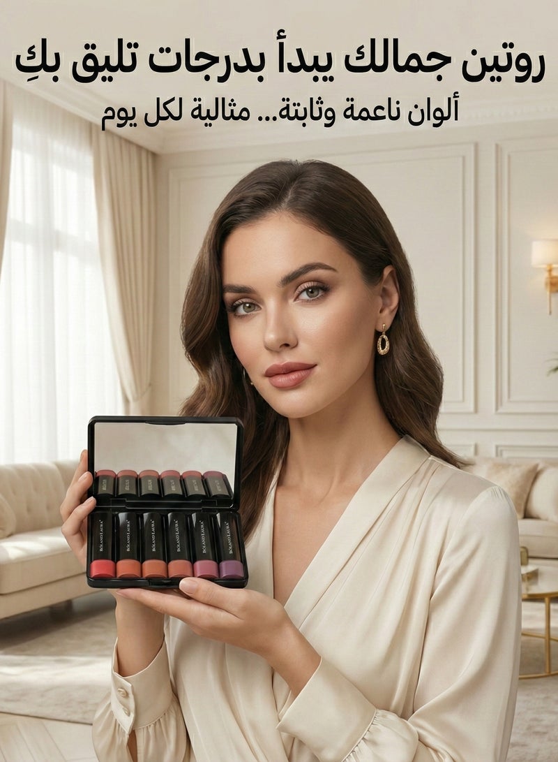 بولاند لورا مجموعة أحمر شفاه بولاند لورا بلون مكثف غير لامع يدوم حتى 24 ساعة مناسب للسفرمن 6 قطع متعدد الألوان None - Image 3