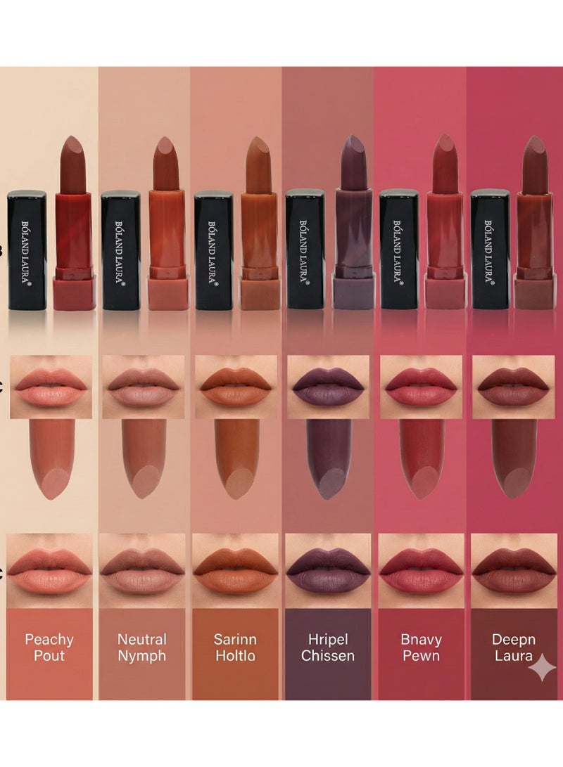 بولاند لورا مجموعة أحمر شفاه بولاند لورا بلون مكثف غير لامع يدوم حتى 24 ساعة مناسب للسفرمن 6 قطع متعدد الألوان None - Image 5