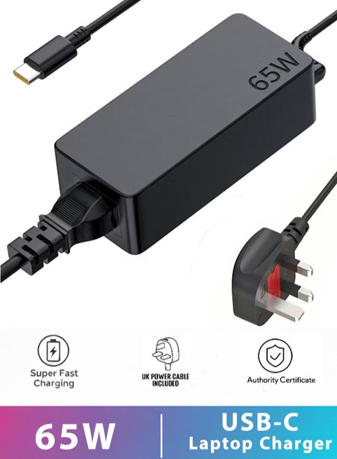 Neox شاحن لابتوب لينوفو شاحن لينوفو لابتوب65W شاحن كمبيوتر محمول 65 وات من لينوفو مزود بمنفذ USB-C وشاحن تيار متردد بديل مناسب لأجهزة شاحن لابتوب تايب سي Lenovo ThinkPad T14 T15 T480 T480s T490 T490s T495 T495s T580 X13 X280 X380 X390 X395 E15 E480 E490 Lenovo Yoga C330 سلك محول طاقة للكمبيوتر المحمول 65 وات محول طاقة من النوع C لأجهزة Lenovo وDell وSamsung وHP Chromebook وأجهزة الكمبيوتر المحمولة USB-C - Image 1