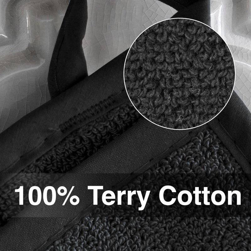 RITZ Terry Pocket Mitt & Hot Pad: Unparalleled Heat Resistant, Durable 100% Cotton â€“ Ergonomically Designed for Optimal Grip â€“ Easy-Care Machine Washable â€“ 4-Pack, Black - Image 2