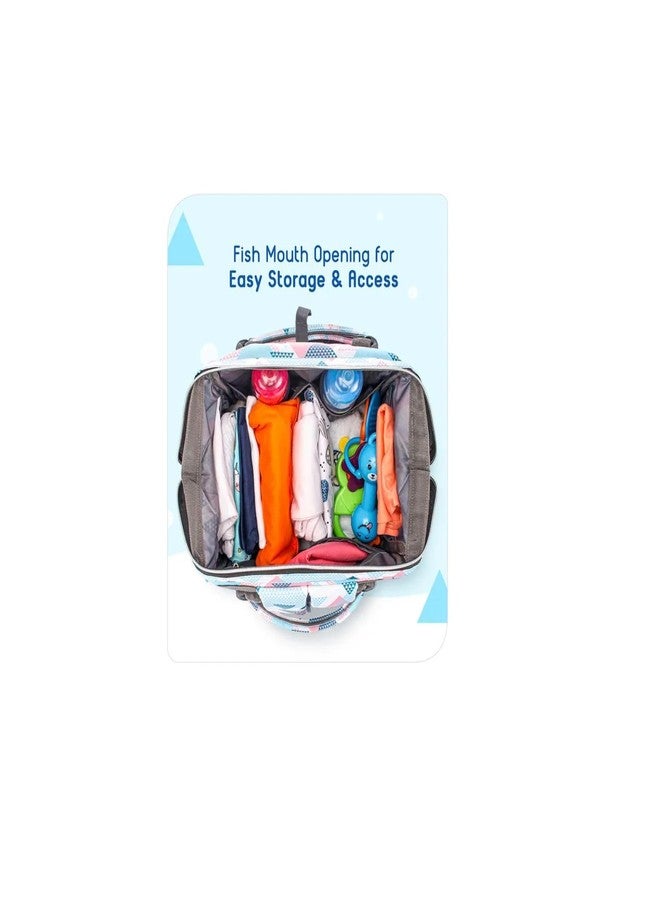 Laee cute Premium Diaper Bag for Mothers | Spacious Waterproof Backpack with Multiple Pockets to Easily Organise Baby Essentials Diaper Backpack(Unicon Print) (Light blue) - Image 5