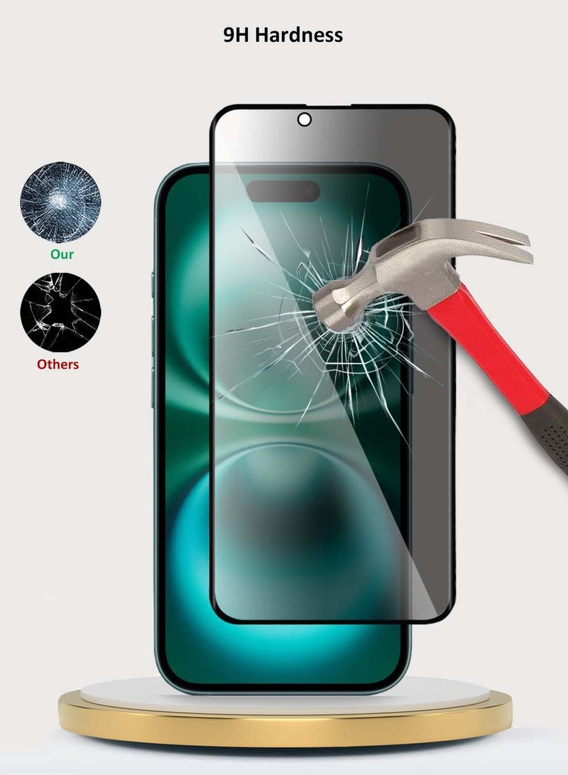 Wtech Apple iPhone 16 2024 Premium E2E Privacy Full Glue Full Cover Tempered Glass Screen Protector (MSGECP) - Clear/Black - Image 3