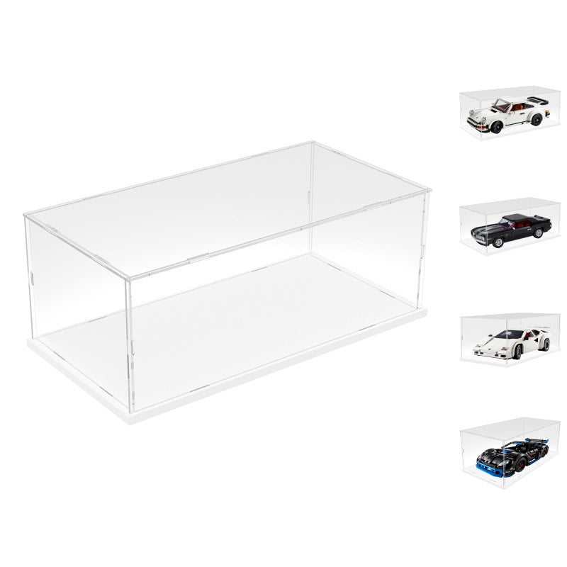 Choowin Acrylic Display Case for Lego Porsche 911 10295 for Lego Camaro 10304 10337 42176 for Lego Car Display Thickened Clear Acrylic Display Cases for Collectibles Assemble DustproofWhite Base
