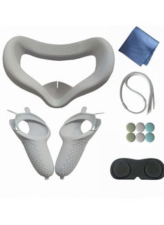 Y&D Accessories for Oculus Quest 2, VR Face Silicone Cover + Touch Controller Grip Protective Lens dust-Proof Thumb Button Cap (Grey)  - Image 1