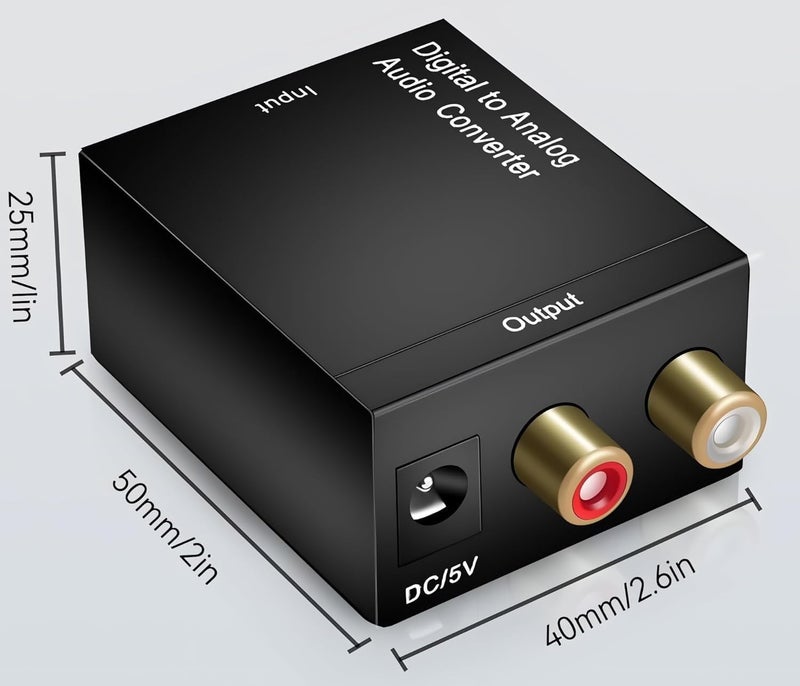 VOOCME Digital to Analog Audio Converter DAC Digital SPDIF Optical to Analog L/R RCA Adapter Toslink Optical to 3.5mm Jack Adapter with Fiber Cable and USB Cable for PS3 HD DVD PS4 Amp TV Home Cinema - Image 2