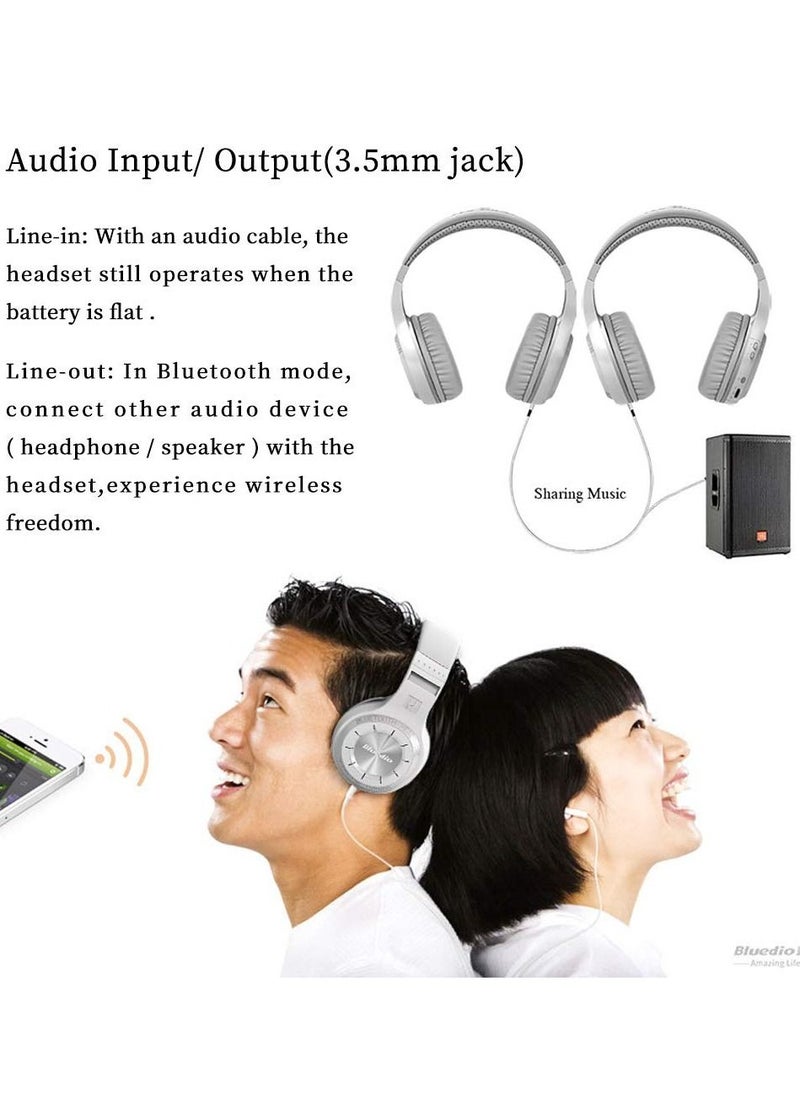 Bluedio - Bluedio HT Turbine Wireless Bluetooth 5.0 Stereo Headphones with Mic White - Image 1