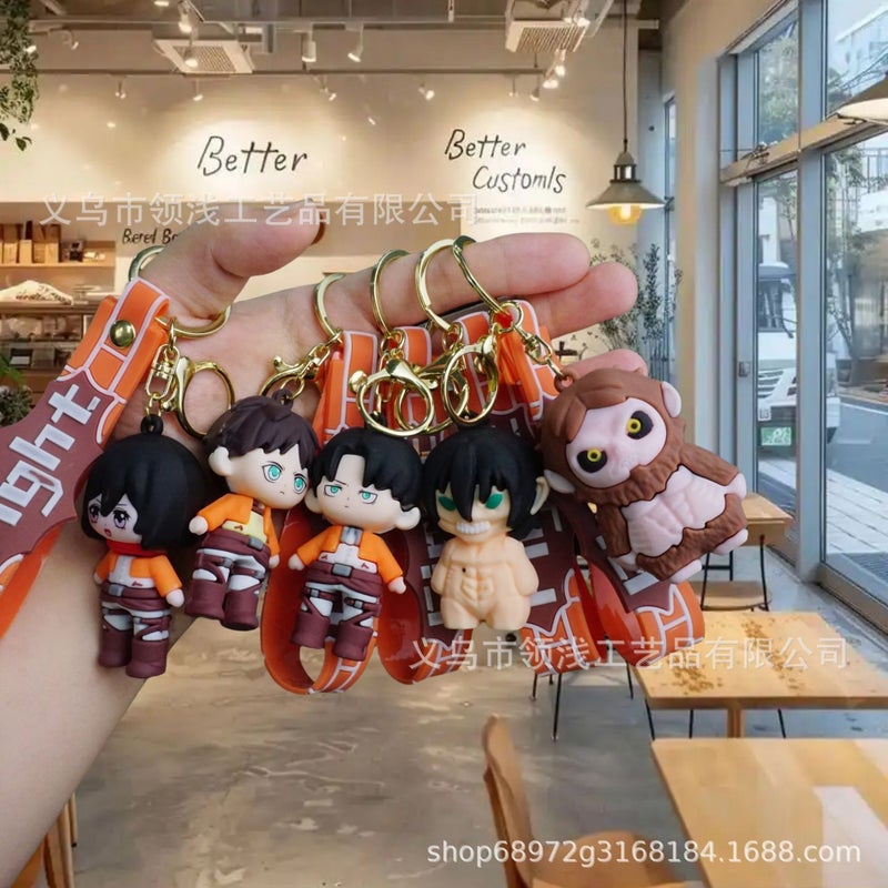 New Anime Attack On Titan Keychain Bag Pendant Cute Couple Pendant Car Keychain Ornaments - Image 2