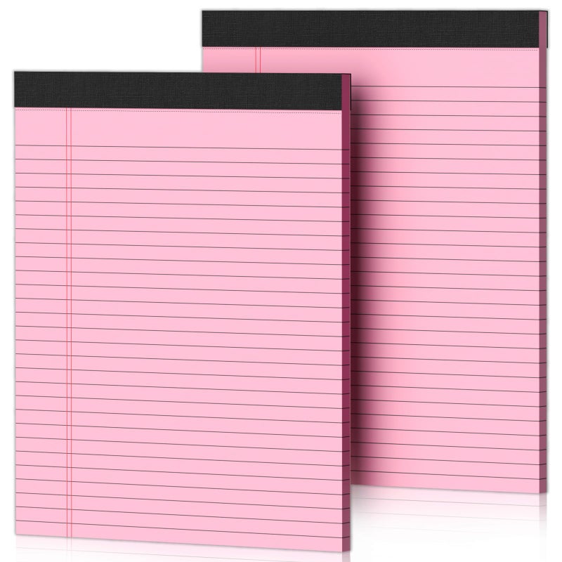 Nichela 2 Pcs Legal Pads 8.5 x 11 Pink Note Pads 8.5 x 11 Notepad 8.5 x 11 Micro Perforated Writing Pads 8.5 x 11 Lined Paper Pads Wide Ruled Pad of Paper 30 Sheets Notebook for Study, To-Do Lists, Office - Image 1