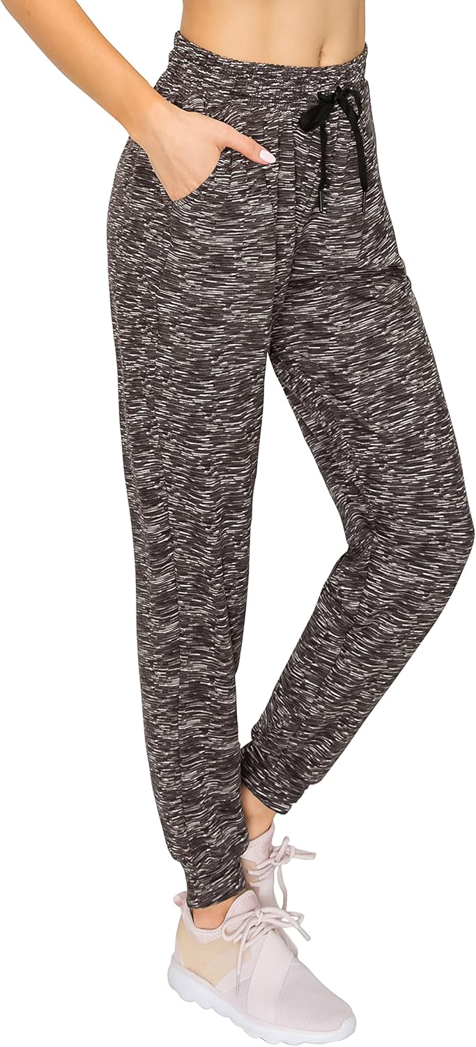 ALWAYS Womens Fleece Jogger Pants  Premium Soft Winter Warm Sweatpants Space Dye Black L - Image 1