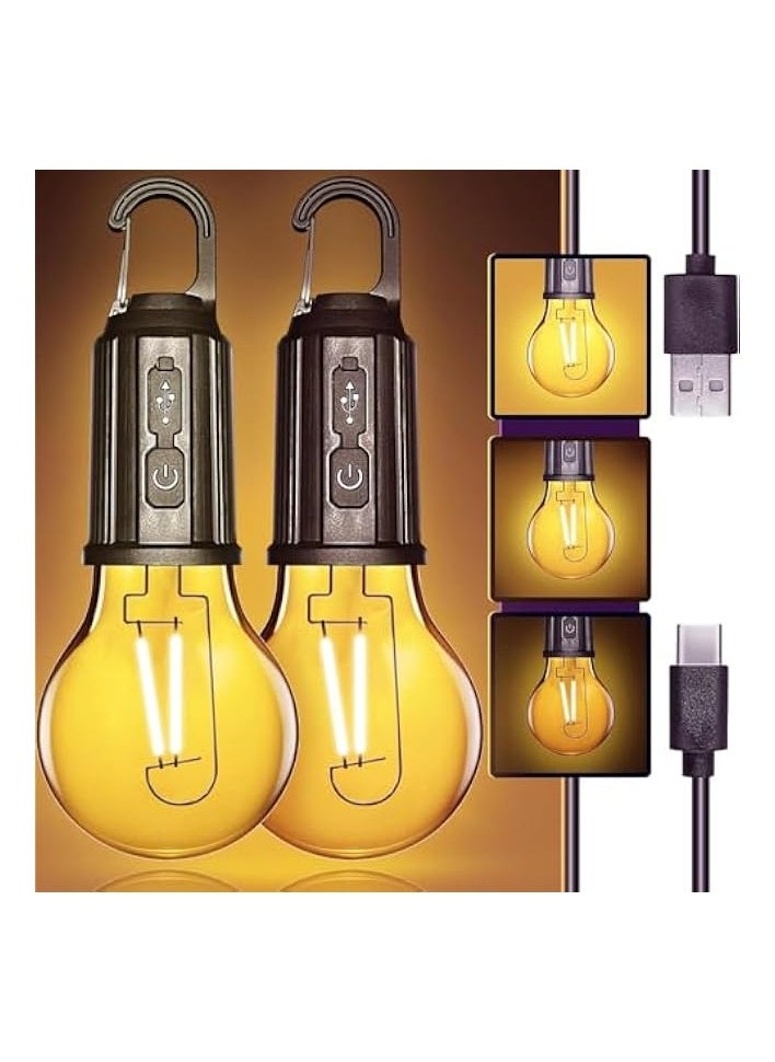 erorex Rechargeable Camping Light Bulbs,Portable LED Camping Lanterns,Hanging Tent Lamp with 3 Lighting Modes and Hook for Emergency, Hiking, Fishing, Backpacking,Power Outages  - Image 2
