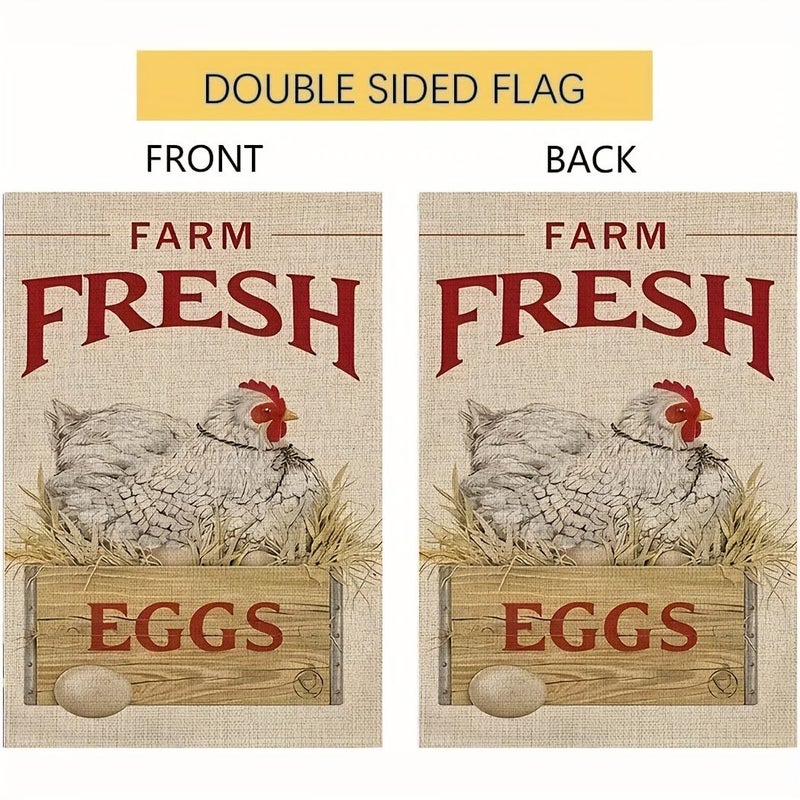 Farm Fresh Egg Garden Flag Double Sided Burlap Flag 12x18 Inches Farmhouse Outdoor Decor Style 1 - Image 3