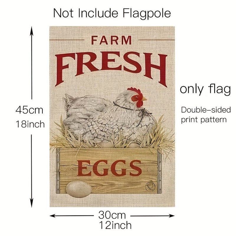 Farm Fresh Egg Garden Flag Double Sided Burlap Flag 12x18 Inches Farmhouse Outdoor Decor Style 1 - Image 2