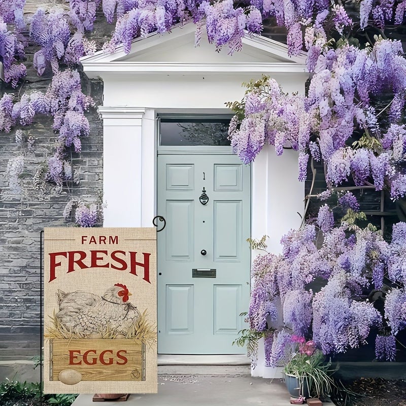 Farm Fresh Egg Garden Flag Double Sided Burlap Flag 12x18 Inches Farmhouse Outdoor Decor Style 1 - Image 5