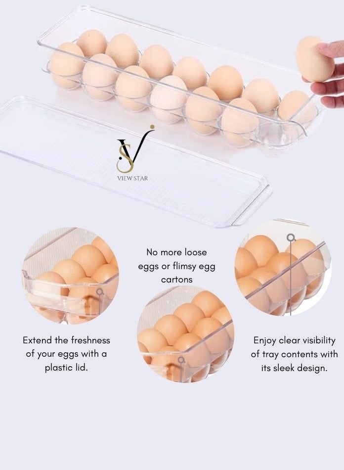 فيوستار جموعة منظم ثلاجة Viewstar 11 قطعة قابلة للتكديس خالية من مادة BPA مع أغطية - حاويات تخزين الطعام الشفافة مع تصميم صينية التنقيط، مادة PET متينة للثلاجة والفريزر والمطبخ وغرفة المؤن - Image 2