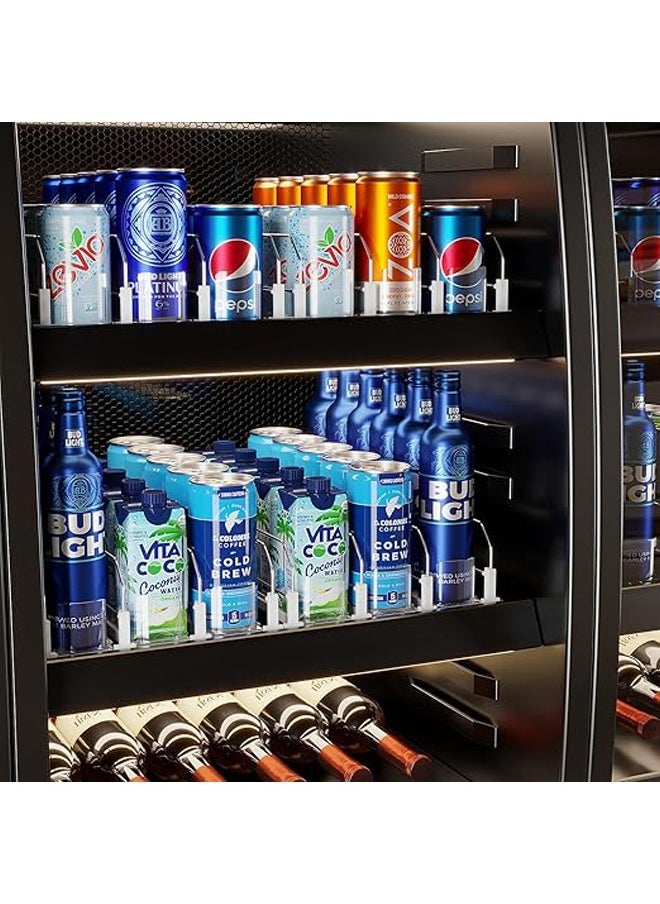 Hihonor - Soda Can Organizer for Fridge Refrigerator, Spring Loaded Self-Pushing Automatic Glide Adjustable Drink Beverage Rack Bottle Dispenser Storage (White, 14.9"D — 3 Rows) - Image 1