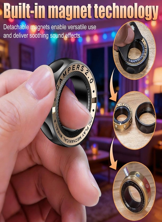 7JI Fidget Spinner Ring for Stress Relief,Adjustable Magnetic Stainless Steel EDC Toy with Relaxing Sounds,ADHD Anxiety Relief,Ideal for Adults Teens Office Work & Unique Gifts - Image 3